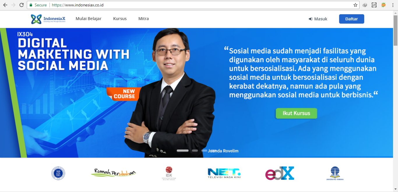 situs kursus online gratis indonesiaX